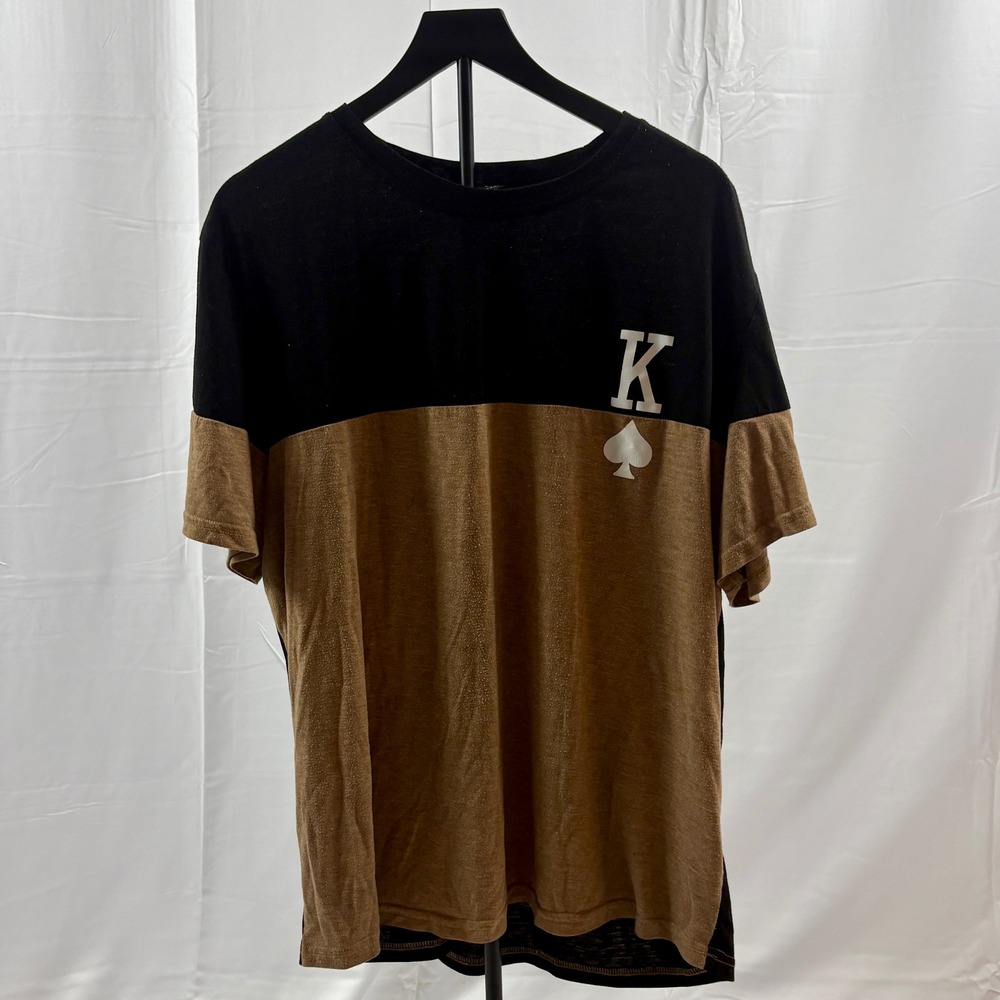 Shein Men's 4XL T-Shirt Black Brown King of Spades Graphic Tee‎ Shirt